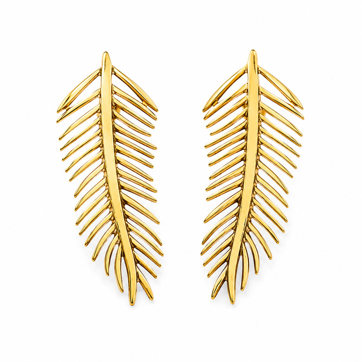 Anti-Tarnish Golden Leaf Statement Earrings