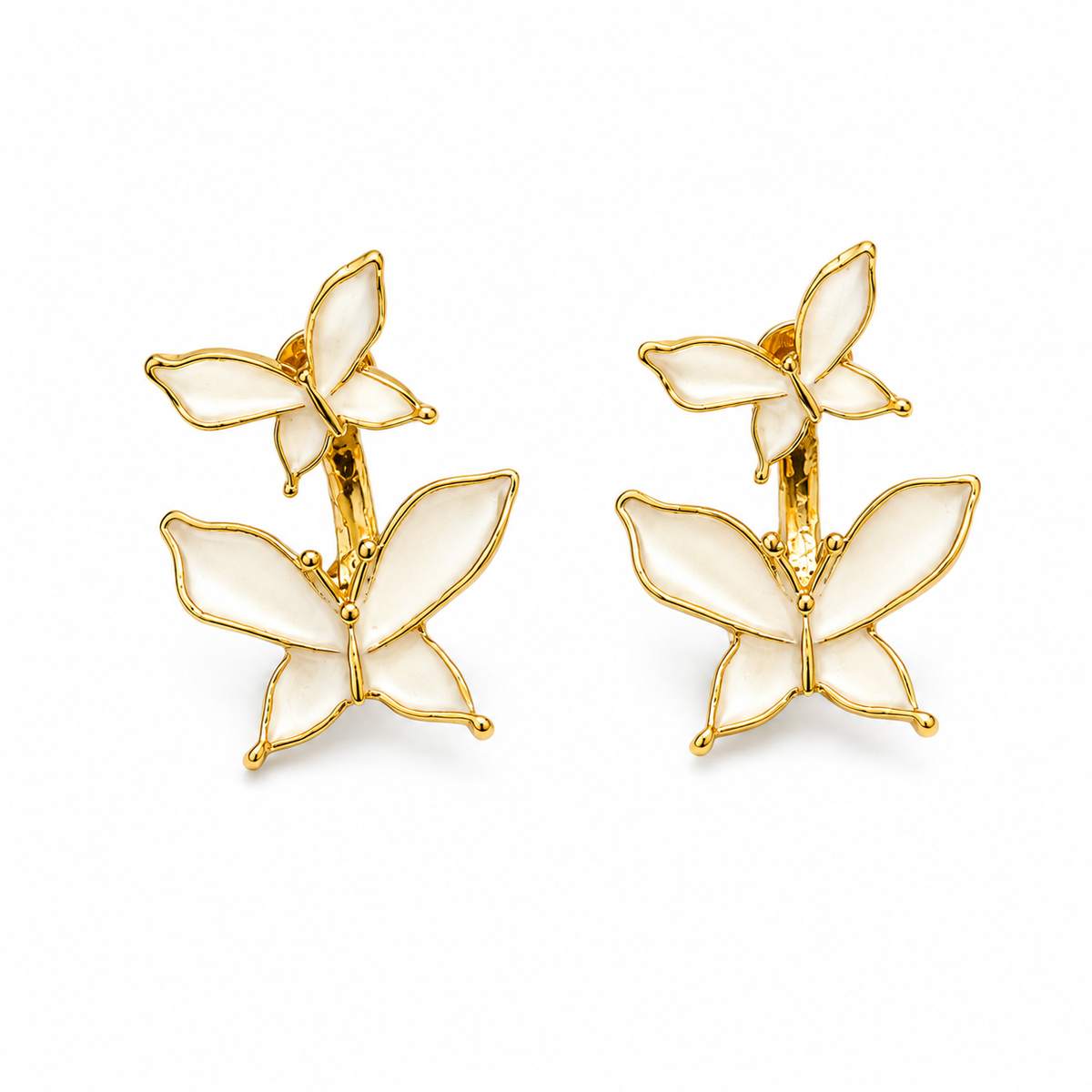 White Butterfly Statement Earrings