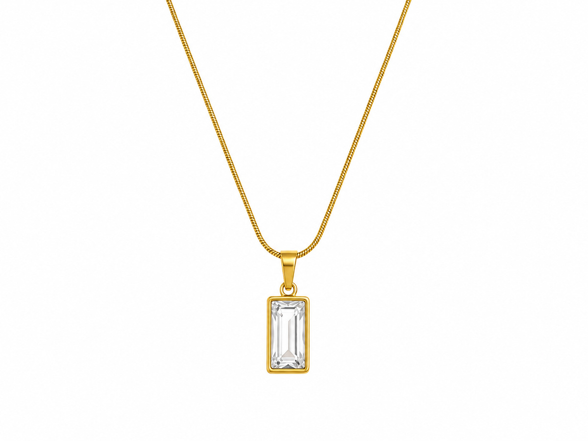 Clear Crystal Anti-Tarnish Pendant Chain for Women