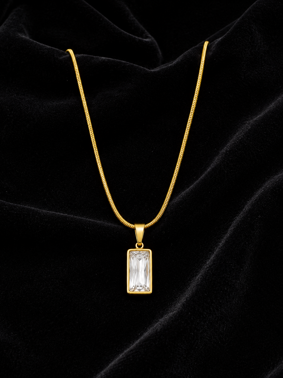 Clear Crystal Anti-Tarnish Pendant Chain for Women