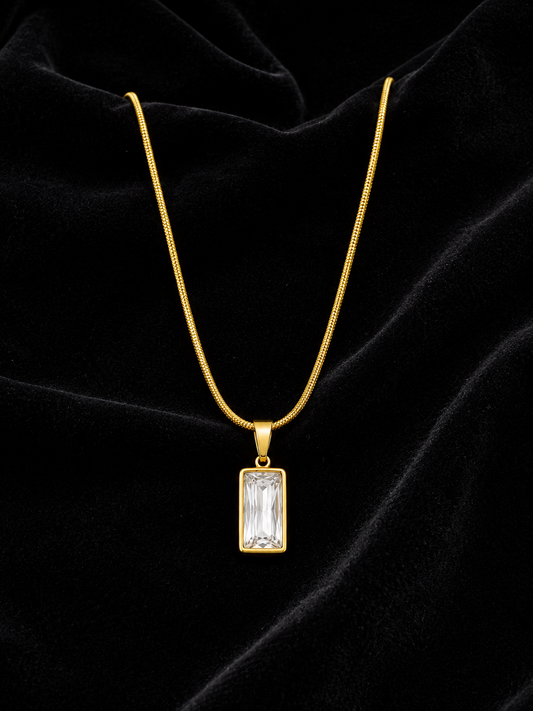 Clear Crystal Anti-Tarnish Pendant Chain for Women