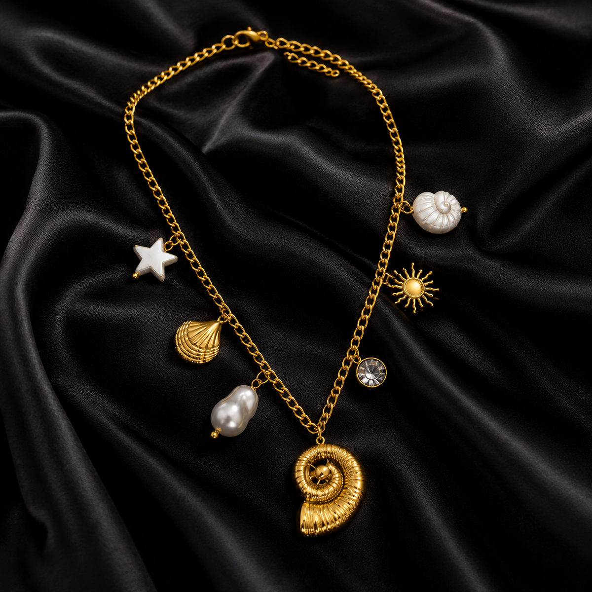 Celestial Shell Charm Necklace for Women | Anti-Tarnish Stainless Steel