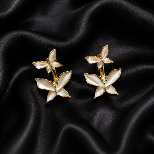 White Butterfly Statement Earrings