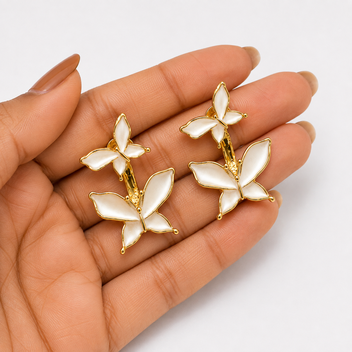 White Butterfly Statement Earrings