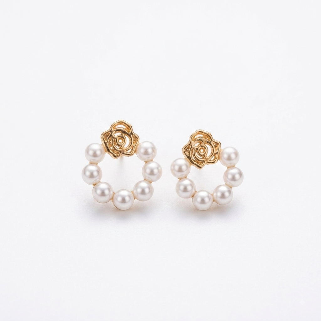 Pearl Bloom Floral Hoop Earrings