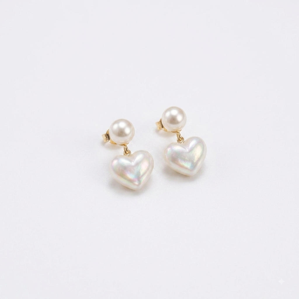 Pearl Heart Drop Earrings