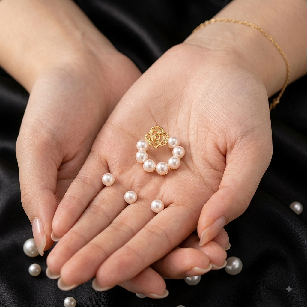 Pearl Bloom Floral Hoop Earrings