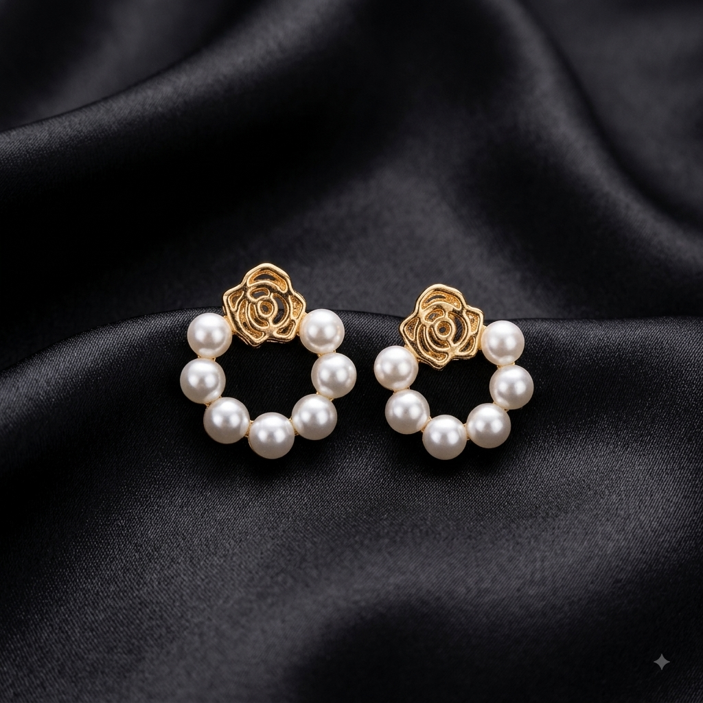 Pearl Bloom Floral Hoop Earrings