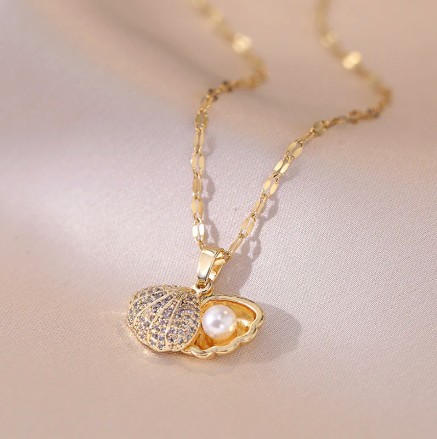 Shell Pearl Pendant Necklace for Women | Anti-Tarnish Stainless Steel