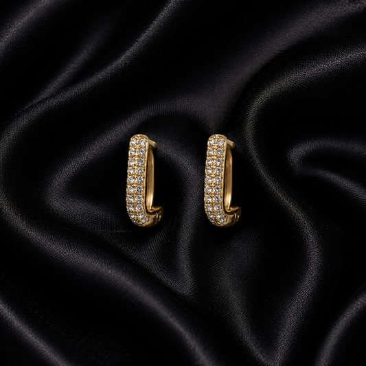 PRISA Crystal Pavé J-Hoop Earrings held in hand