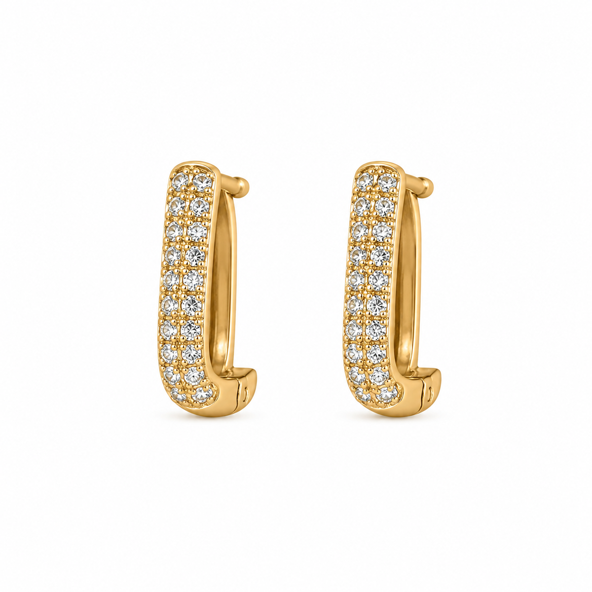 PRISA Crystal Pavé J-Hoop Earrings worn by a woman