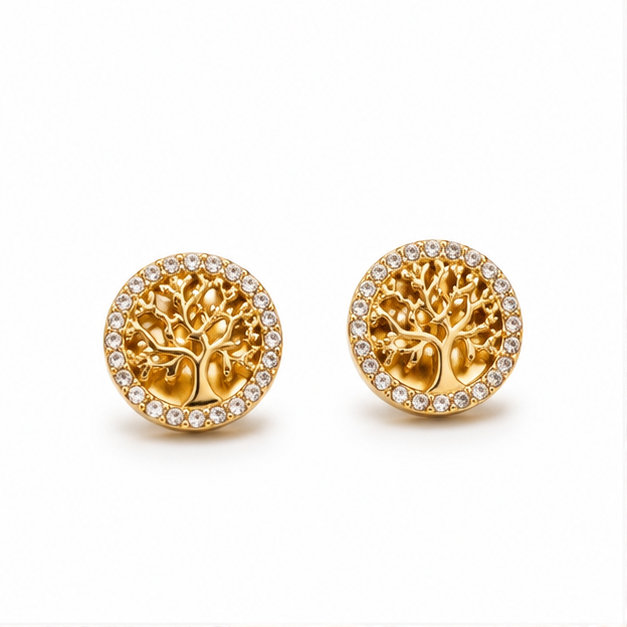PRISA Tree of Life Stud Earrings on white background